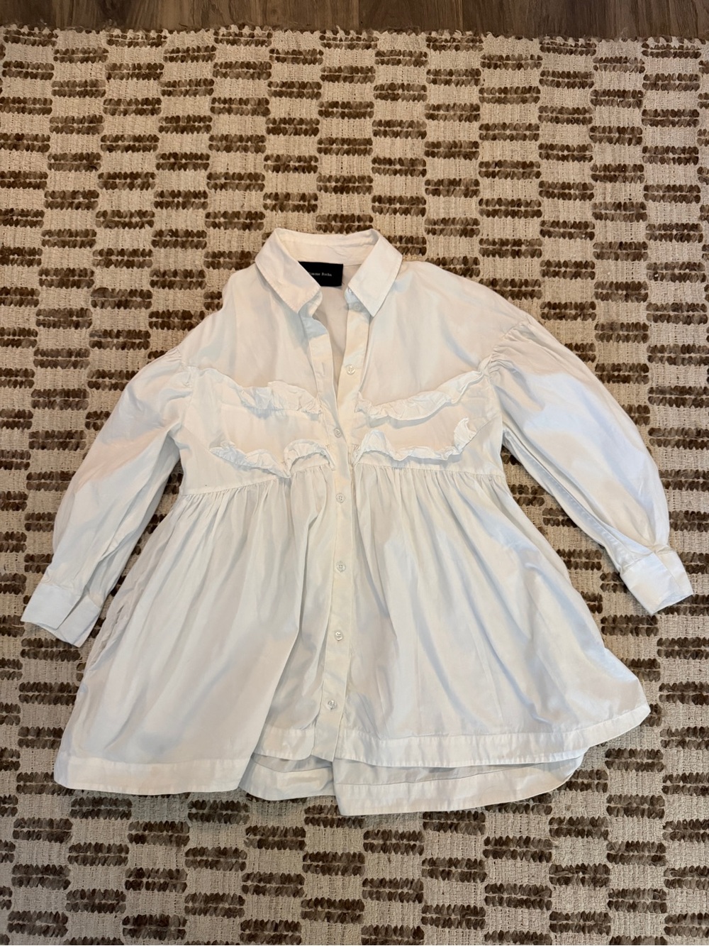 Simone Rocha White Ruffled Poplin Button-Up Blouse - Picture 2 of 6
